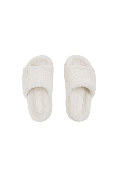 White Fluffy Slippers - ANN ANDELMAN