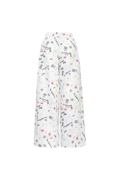 White Graffiti Casual Pants - ANN ANDELMAN