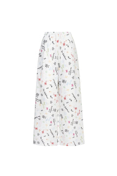 White Graffiti Casual Pants - ANN ANDELMAN