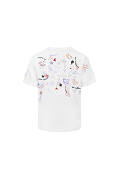 White Graffiti Heart Print T-Shirt - ANN ANDELMAN