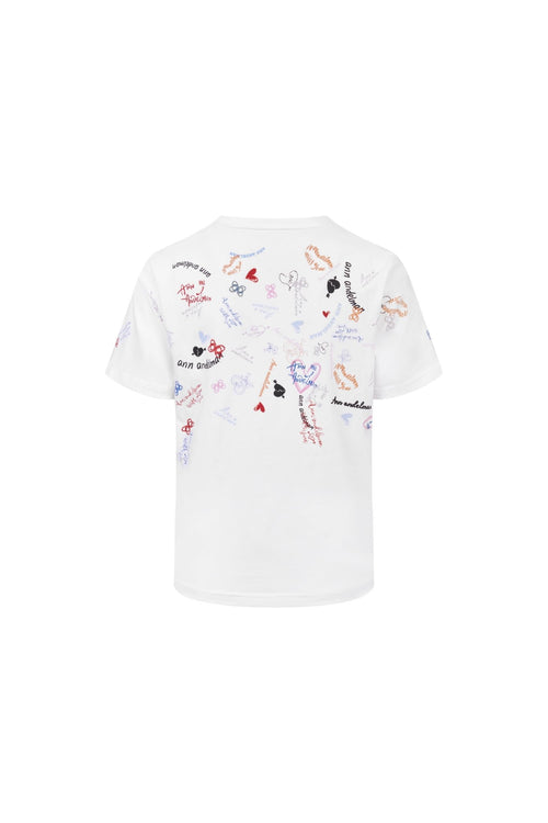 White Graffiti Heart Print T-Shirt - ANN ANDELMAN