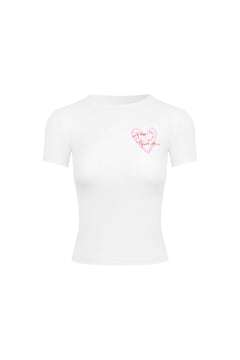 White Graffiti Heart Slim Fit T-Shirt - ANN ANDELMAN