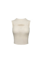 White Hollowed-out Round-neck Knit Vest - ANN ANDELMAN