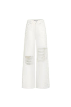 White Jeans with Pearl and Rhinestone Embellishments - ANN ANDELMAN