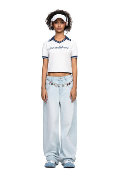 White Knitted Polo Shirt - ANN ANDELMAN