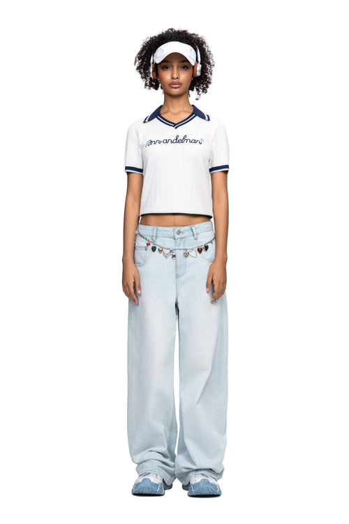 White Knitted Polo Shirt - ANN ANDELMAN