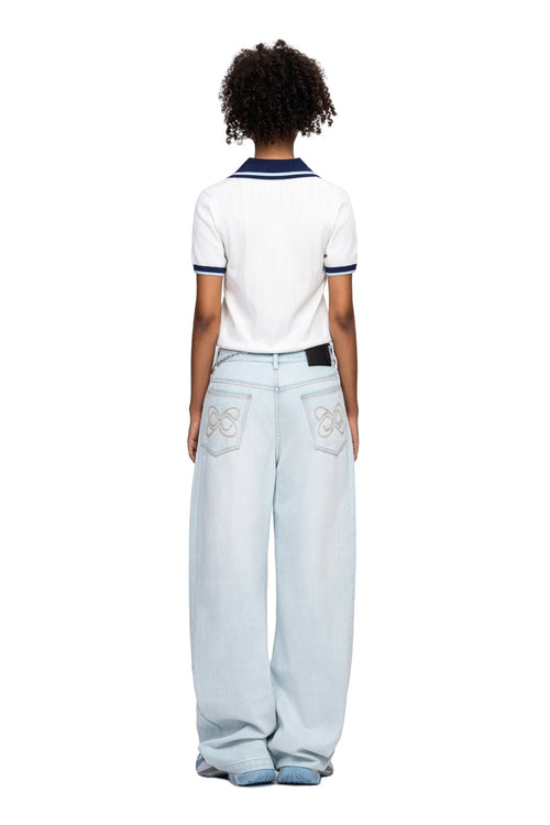 White Knitted Polo Shirt - ANN ANDELMAN