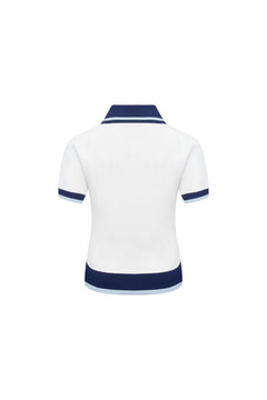 White Knitted Polo Shirt - ANN ANDELMAN