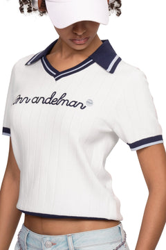 White Knitted Polo Shirt - ANN ANDELMAN