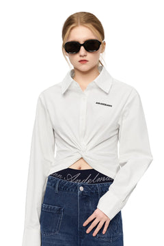 White Knotted Fitted Shirt - ANN ANDELMAN