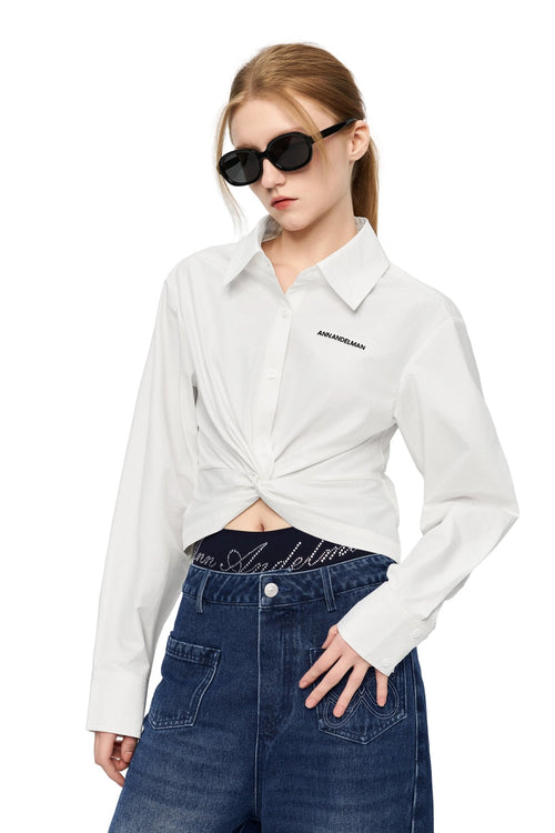 White Knotted Fitted Shirt - ANN ANDELMAN