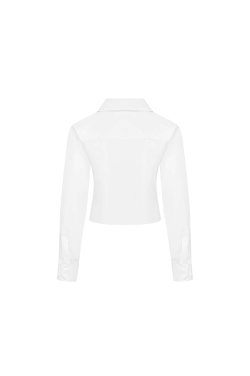 White Knotted Fitted Shirt - ANN ANDELMAN