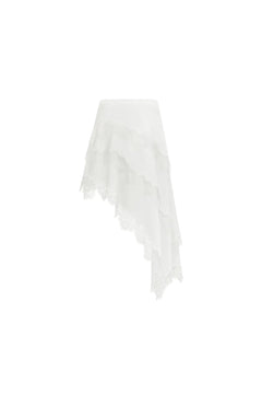 White Lace - trimmed Long Skirt - ANN ANDELMAN