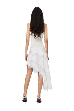 White Lace-trimmed Long Skirt - ANN ANDELMAN