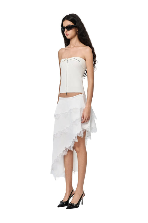 White Lace-trimmed Long Skirt - ANN ANDELMAN