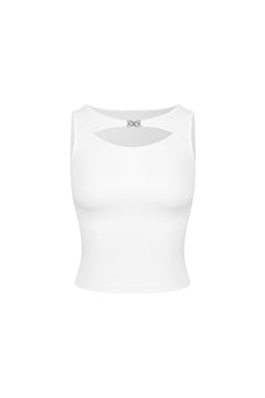 White Metal Button Hollow Vest - ANN ANDELMAN