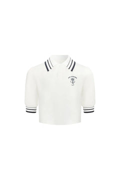 White Nautical Short-sleeve Polo Shirt - ANN ANDELMAN