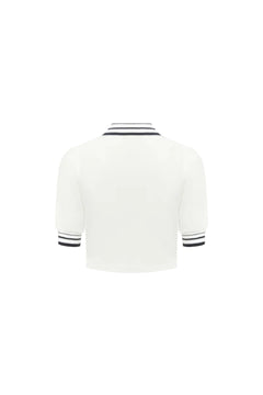 White Nautical Short-sleeve Polo Shirt - ANN ANDELMAN