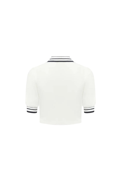 White Nautical Short-sleeve Polo Shirt - ANN ANDELMAN