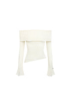 White Off - shoulder Knit Textured Long - sleeved Top - ANN ANDELMAN