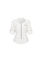 White Open - collar Casual Wrinkled Shirt - ANN ANDELMAN
