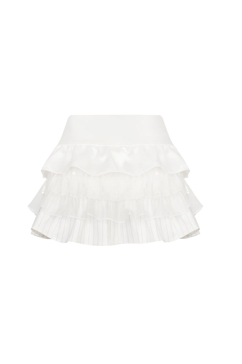 White Patchwork Cake Skirt - ANN ANDELMAN