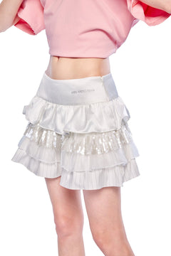 White Patchwork Cake Skirt - ANN ANDELMAN