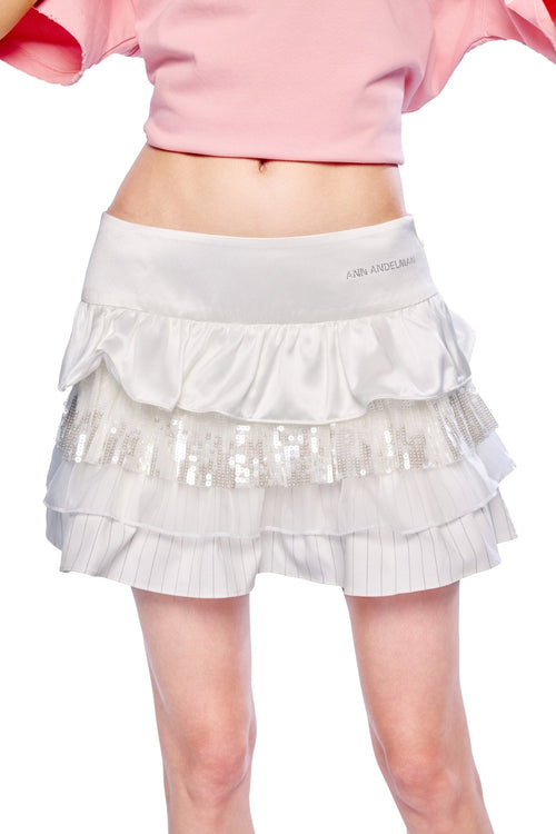 White Patchwork Cake Skirt - ANN ANDELMAN