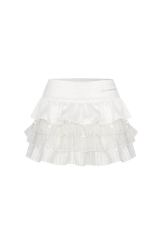White Patchwork Cake Skirt - ANN ANDELMAN
