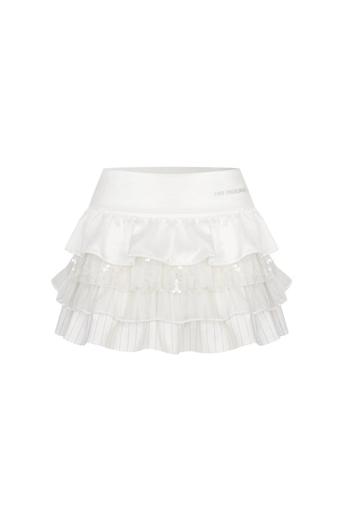 White Patchwork Cake Skirt - ANN ANDELMAN