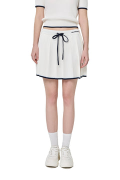 White Patchwork Knit Midi Skirt - ANN ANDELMAN