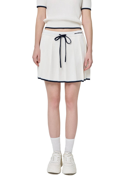 White Patchwork Knit Midi Skirt - ANN ANDELMAN