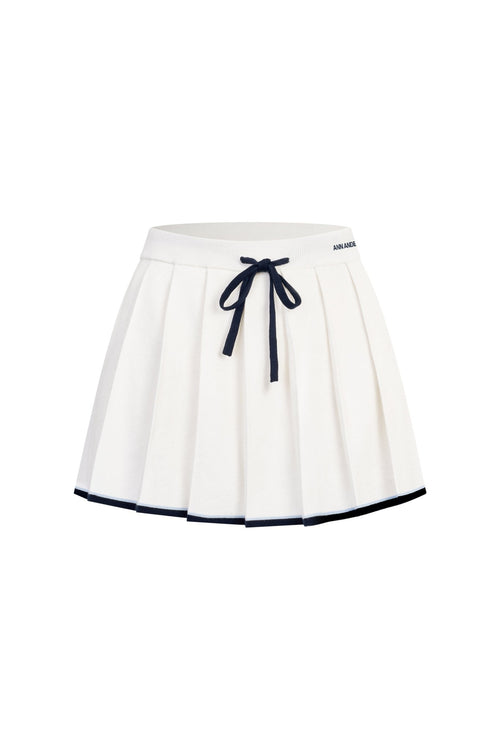 White Patchwork Knit Midi Skirt - ANN ANDELMAN