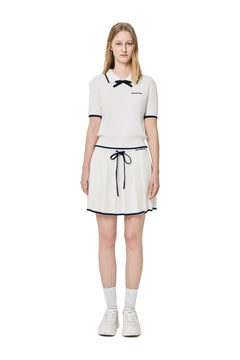 White Patchwork Knit Midi Skirt - ANN ANDELMAN