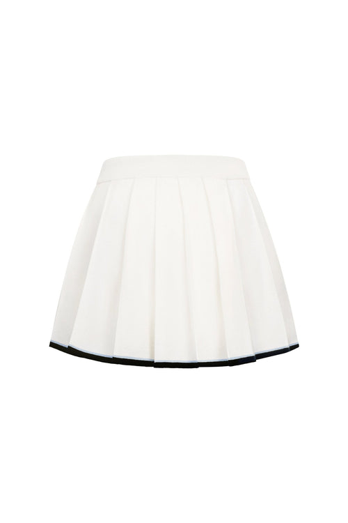 White Patchwork Knit Midi Skirt - ANN ANDELMAN