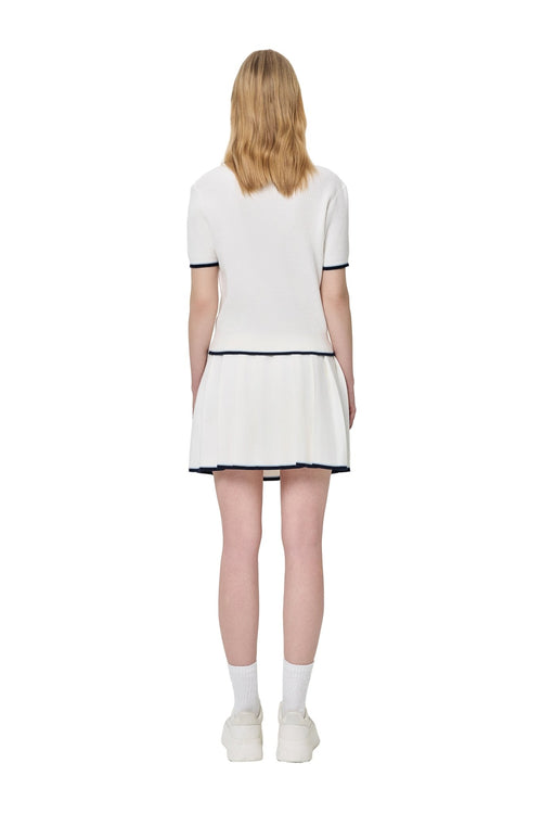 White Patchwork Knit Midi Skirt - ANN ANDELMAN