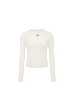 White Patchwork Knit Top - ANN ANDELMAN