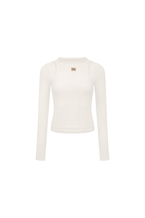 White Patchwork Knit Top - ANN ANDELMAN