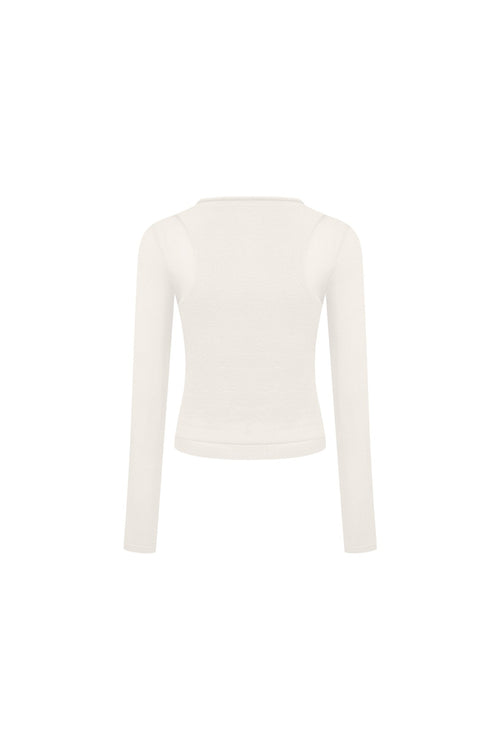 White Patchwork Knit Top - ANN ANDELMAN