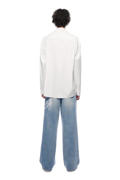 White Patchwork Loose Long - sleeved Shirt - ANN ANDELMAN