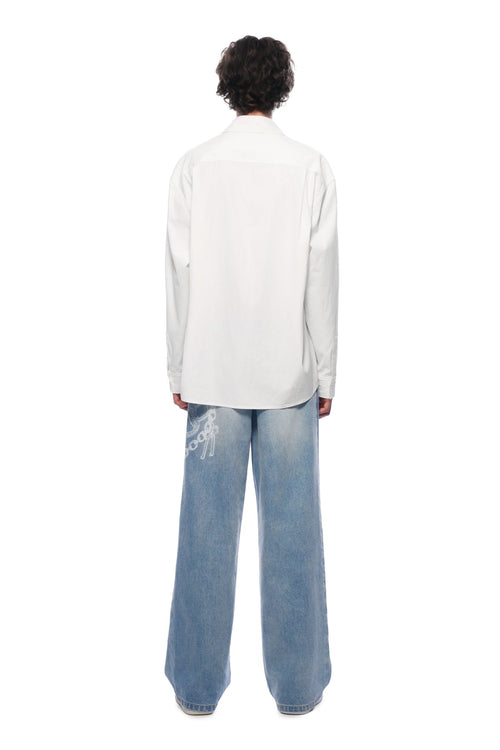 White Patchwork Loose Long - sleeved Shirt - ANN ANDELMAN