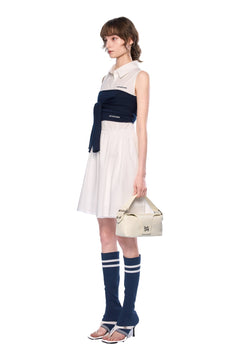 White Patchwork Woolen Vest Dress - ANN ANDELMAN