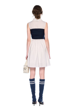 White Patchwork Woolen Vest Dress - ANN ANDELMAN