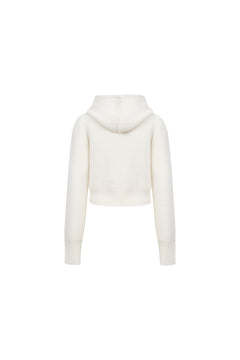 White Pom - pom Hooded Cardigan - ANN ANDELMAN