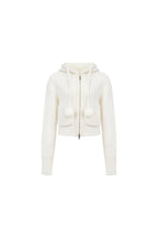 White Pom - pom Hooded Cardigan - ANN ANDELMAN