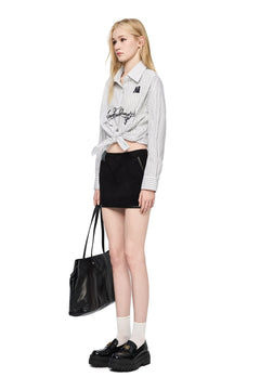 White Printed Striped Shirt - ANN ANDELMAN