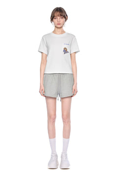 White Puppy Embroidered Cropped T-Shirt - ANN ANDELMAN