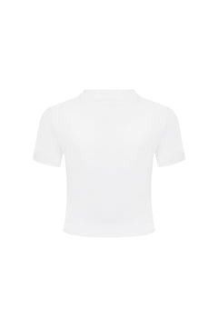 White Puppy Embroidered Cropped T-Shirt - ANN ANDELMAN