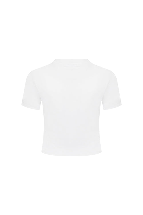 White Puppy Embroidered Cropped T-Shirt - ANN ANDELMAN