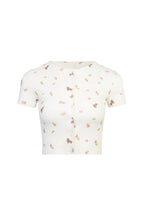 White Puppy Print Open - chested T-shirt - ANN ANDELMAN